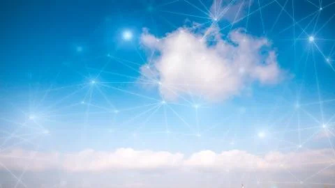 Network &amp; cloud concept in the sky Foto stock