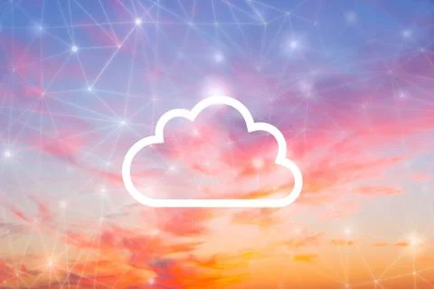 Network &amp; cloud concept in the sky Foto stock