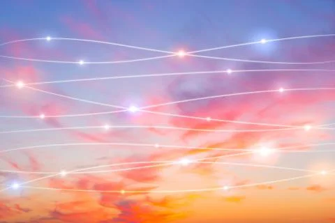 Network &amp; cloud concept in the sky Stock Photos
