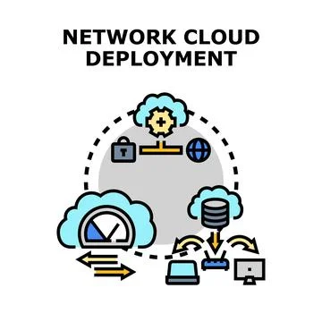 Network cloud deployment system for data storage Stock Illustration