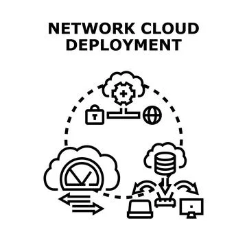 Network cloud deployment system for data storage Stock Illustration