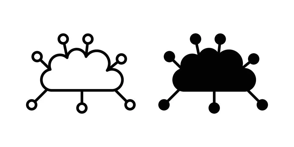 Network cloud icon. Outline, flat icons 库存插图