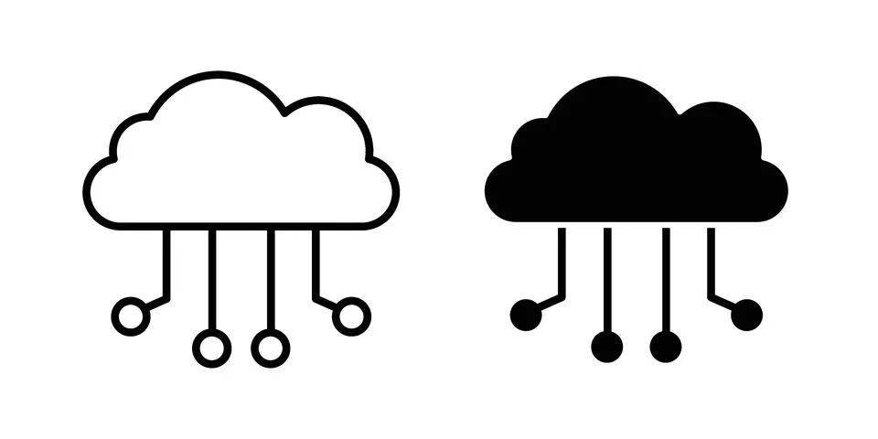 Network cloud icon symbol  illustration bundle in black colour 库存插图