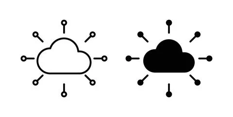 Network cloud icon symbol, outline icons Illustrazione stock