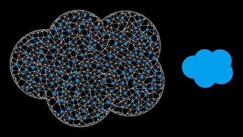 Network Cloud Mesh Icon with Constellation Light Spots Stock Illustration