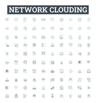 Network clouding vector line icons set. Network, Clouding, Cloud, Computing Illustrazione stock