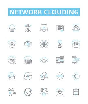 Network clouding vector line icons set. Network, Clouding, Cloud, Computing Illustrazione stock
