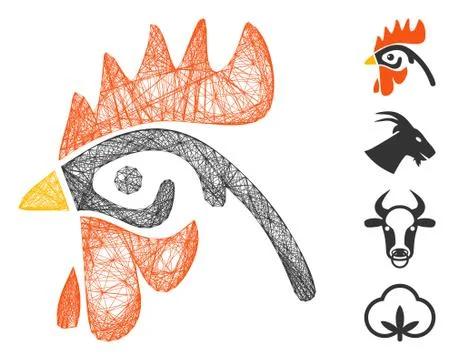 Network Cock Head Vector Mesh Illustration