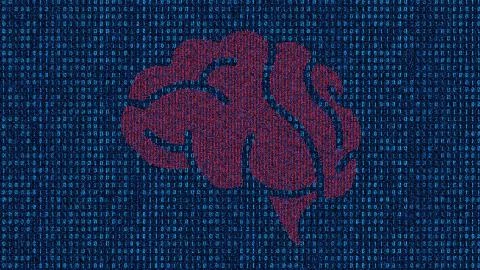 Network code data technology and brain Illustrazione stock