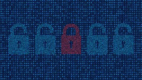 Network code data technology and lock Illustrazione stock