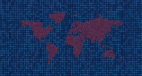 Network code data technology and world map Stock Illustration