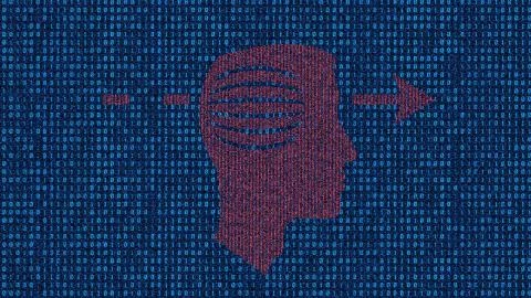 Network Code Data Technology and Human Head Illustrazione stock