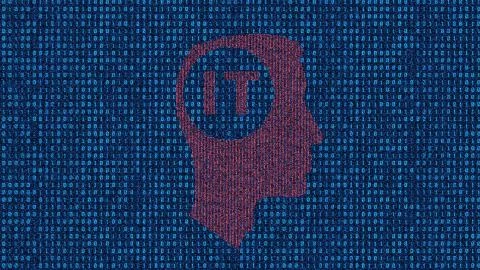 Network Code Data Technology and Human Head Illustrazione stock