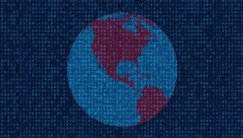 Network Code Data Technology and Earth Illustrazione stock