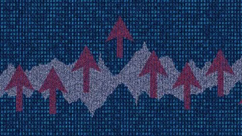 Network code data technology and arrow Illustrazione stock