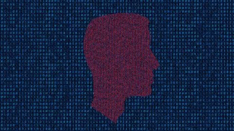 Network Code Data Technology and Human Head Illustrazione stock