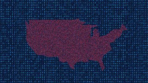 Network Code Data Technology and Map of the United States Stock Illustration