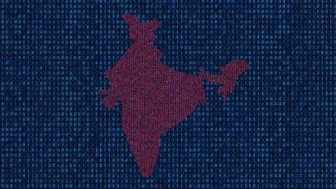 Network Code Data Technology and India Map Illustrazione stock