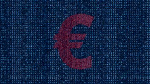 Network code data technology with euro symbol Illustrazione stock