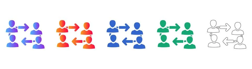 Network Collaboration and Transfer Icon Set 스톡 일러스트