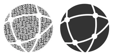 Network Collage of Binary Digits Illustrazione stock