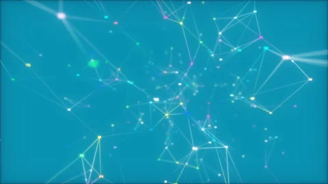 Network of colored numbers.3d rendered abstract plexus shapes. Connection and Stock Footage 98219190