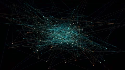 Network of colorful points and lines on a dark background Stock Footage 340046081
