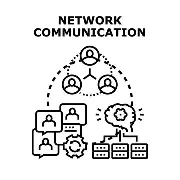 Network communication concept, connecting people and data Stockillustratie