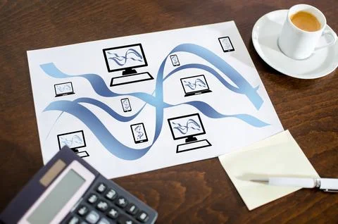 Network communication concept on a paper Stock Photos