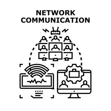 Network communication connecting remote team for online business イラスト素材