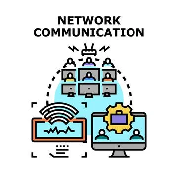 Network communication connecting remote team for online business Stock Illustration