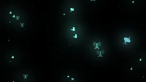 Network communication icons in dark space, technology concept Stock Footage 340564073