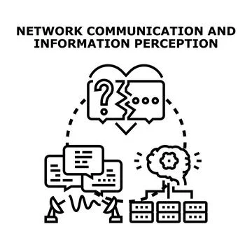 Network communication perceiving data and resolving issues Stockillustratie