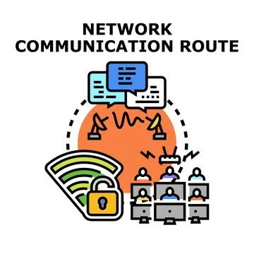 Network communication route connecting people globally for secure online me.. Stock Illustration