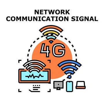 Network communication signal transmitting data wirelessly Stockillustratie