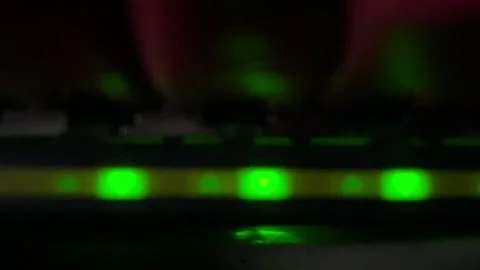 Network communication switch green LED blinking close-up view Stock Footage 166176953