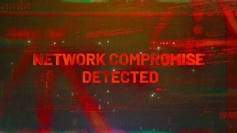 Network Compromise Detected Word on High Technology Futuristic Background Stock Footage 343593278