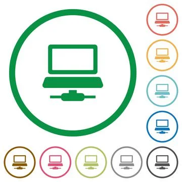 Network computer flat icons with outlines Illustrazione stock