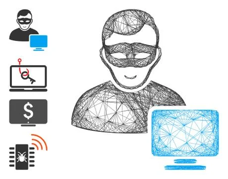 Network Computer Hacker Vector Mesh Stock Illustration