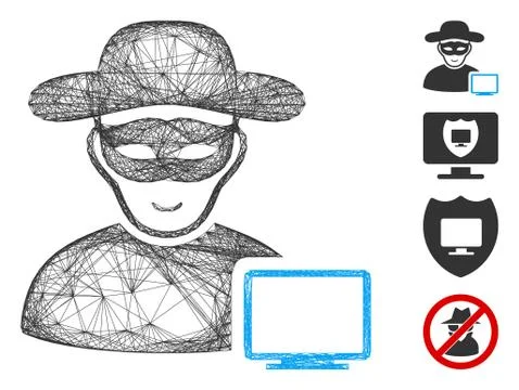 Network Computer Hacker Vector Mesh イラスト素材