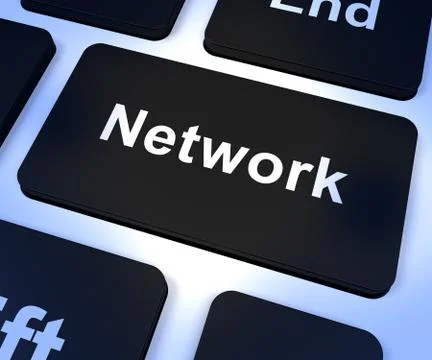 Network computer key showing system of computers or people connected 스톡 일러스트