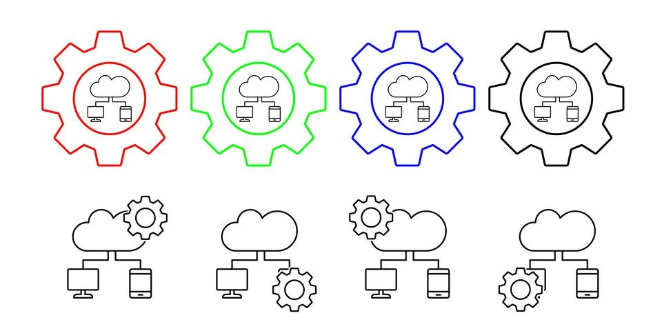 Network, computer, seo vector icon in gear set illustration for ui and ux Stock Illustration