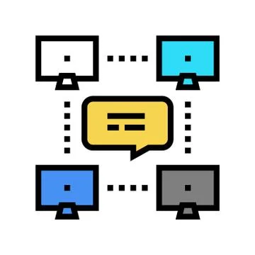 Network computer users communication color icon vector illustration Stock Illustration