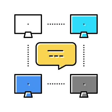 Network computer users communication color icon vector illustration Illustrazione stock