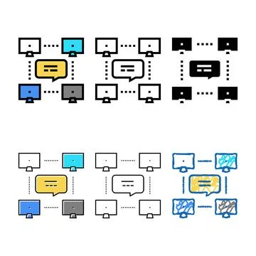 Network computer users communication color variety icon vector イラスト素材