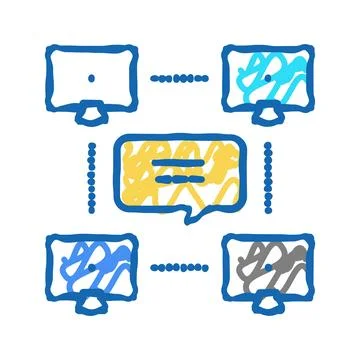 Network computer users communication icon doodle illustration Illustrazione stock