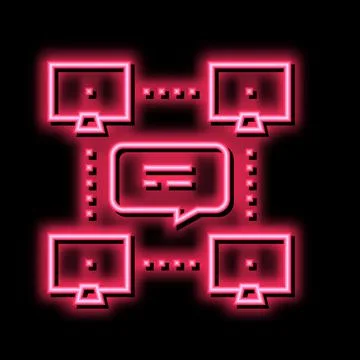 Network computer users communication neon glow icon illustration Illustrazione stock
