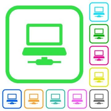 Network computer vivid colored flat icons Stock Illustration