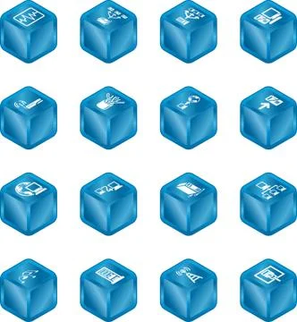 Network computing cube icons series set. イラスト素材