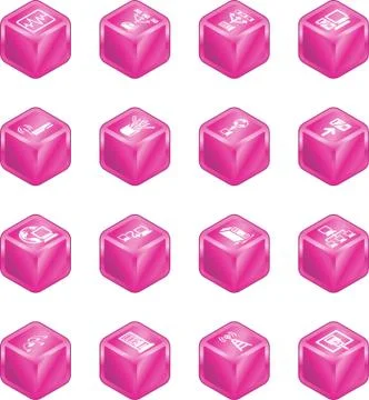 Network computing cube icons series set. Stock Illustration